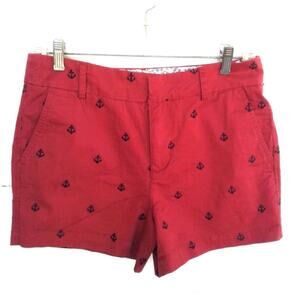 JNY Jones New York Women's Red Shorts Anchor Pattern Cropped Size 4